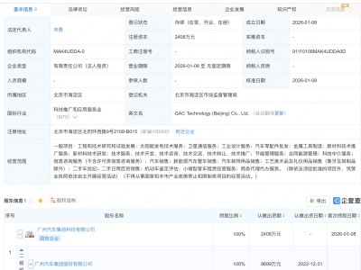 广汽集团在北京成立新公司，含卫星通信服务业务