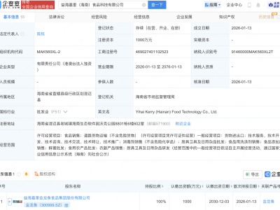 金龙鱼在海南成立食品科技新公司