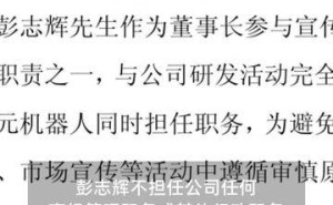 上纬新材董事长彭志辉：研发进程里未担角色亦未发挥作用