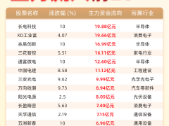1月16日午后一小时主力资金动向：长电科技等20股成资金流入热门标的