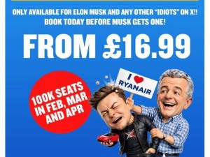 瑞安航空反击马斯克，推“大傻瓜”特价票：10万座位16.99欧元起