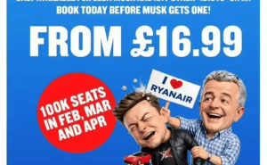 瑞安航空反击马斯克：推“大傻瓜”特价票，调侃其与X平台“蠢货”