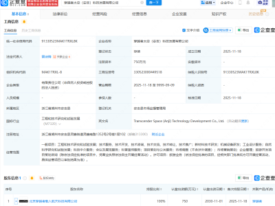 穿越者投资成立太空科技发展公司