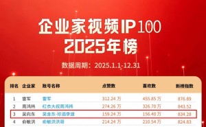 2025企业家视频IP榜揭晓：吴向东成黑马 雷军周鸿祎等引领视频号新风潮