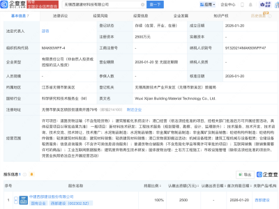 西部建设在无锡成立建材科技公司