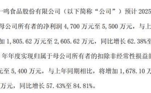 一鸣食品2025年净利预增超六成，95后董事之女朱枫跻身董事会