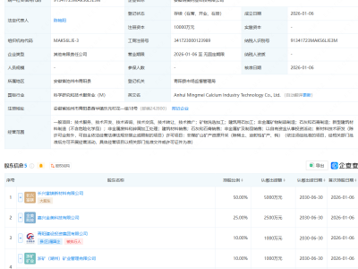 浙矿股份等在安徽成立钙业科技公司