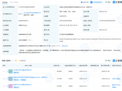 山西产业基金、长江资本等在安徽成立低碳股权投资基金