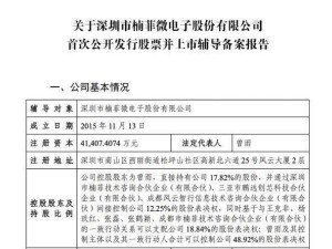 楠菲微电子启动A股上市进程 董事长曾雨持股近半 研发团队实力雄厚