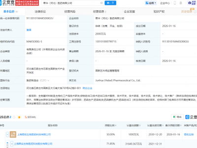 君实生物等在河北成立医药公司