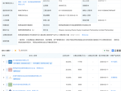 中兴通讯、源杰科技等在陕西新设股权投资合伙企业