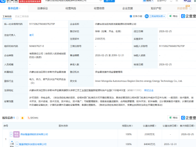 隆基绿能在内蒙古成立能源科技公司，注册资本2300万