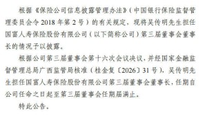 八年四换董事长！吴传明履新国富人寿，此前薪酬议案遭股东反对引关注