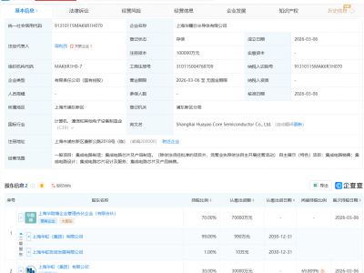 华虹集团投资成立半导体公司，注册资本10亿元