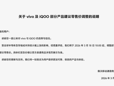 受成本上涨影响 vivo与iQOO宣布2026年3月18日起调整部分产品售价