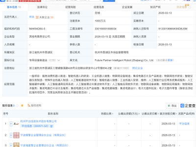 平治信息等成立未来伙伴智能机器人公司