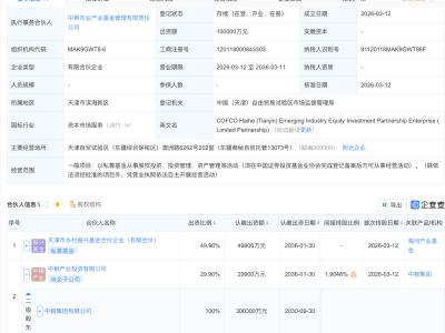 中粮集团、国调二期协同发展基金等成立新兴产业股权投资合伙企业