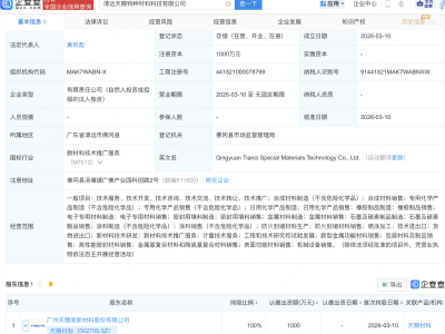 天赐材料投资成立特种材料科技公司