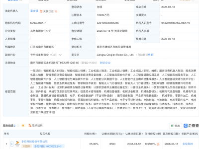 众擎机器人、多伦科技在江苏合资成立机器人公司