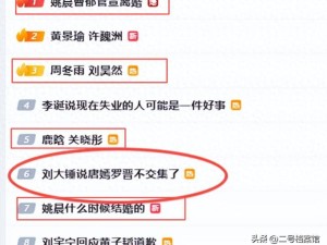 一日三瓜引热议：姚晨婚变再掀波澜 鹿晗关晓彤复合成谜 周冬雨刘昊然婚讯真假难辨