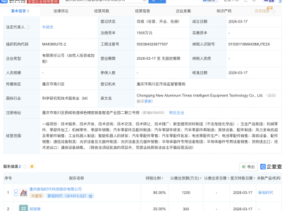 新铝时代等成立智能装备科技新公司，含机器人业务