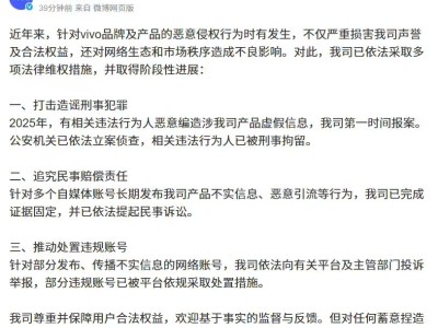 vivo法务部重拳出击：多举措打击恶意侵权 维护品牌与市场秩序