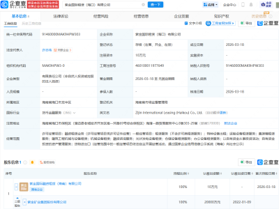 紫金矿业在海口成立国际租赁公司
