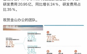 雷军祝贺金山办公团队：WPS月活6.78亿 研发投入同比增24%