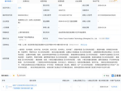 飞沃科技等在上海成立航空科技公司