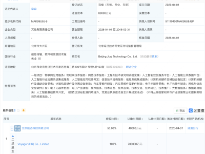 滴滴出行、北京汽车研究总院合资成立桔汽科技公司