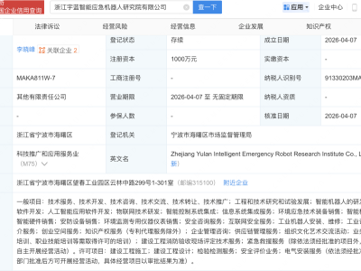 宇树科技、宁波能源等成立智能应急机器人研究院公司