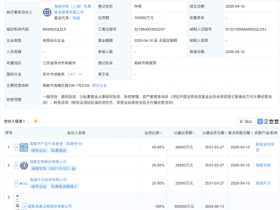 瑞普生物、国泰海通等新设并购产业基金，出资额10亿