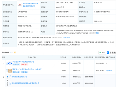 湖南能源集团等新设先进制造产业基金，出资额50亿