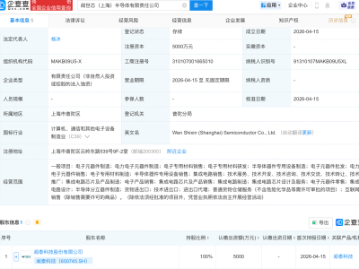 闻泰科技在上海成立半导体新公司