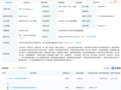 宁德时代成立新能源公司，含热力生产和供应业务