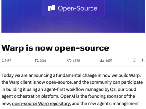 Warp開源新篇：AI Agent浪潮下，攜手開發者共筑代理式開發新未來