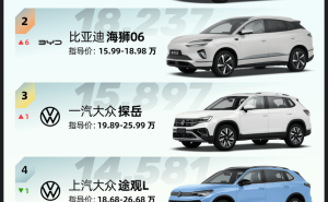 3月中型SUV銷量榜：新能源向上突圍 燃油SUV多區間“堅守陣地”