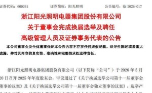 阳光照明完成董事会换届:77岁陈森洁续任董事 1975年生陈卫连任董事长