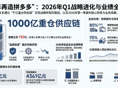 拼多多“三年再造”战略加速：千亿重仓供应链，品牌化与全球化双轮驱动