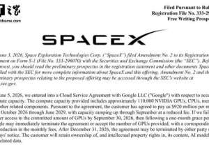 谷歌与SpaceX达成重磅合作：2026年起月付92亿美元租用11万张芯片算力
