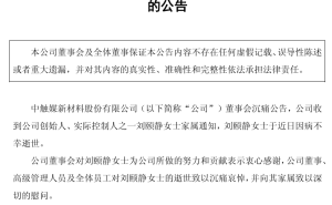 中触媒创始人刘颐静因病离世年仅53岁 曾与丈夫共同创业 持股继承待办