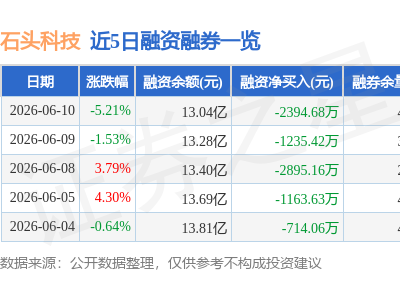 石头科技6月10日股价下跌5.21% 主力资金净流出超3700万元 资金动向引关注
