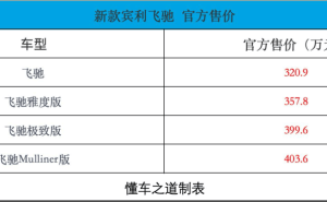 新款宾利飞驰320.9万起售,高性能混动与专属设计,豪华新选择?