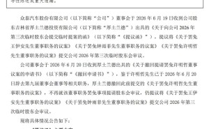 众泰汽车内斗升级:罢免董事长未果 股东反提案罢免董事待投票