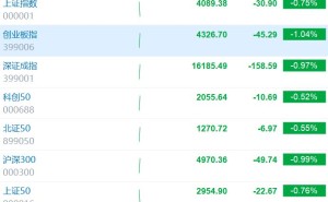 创业板指、深成指均跌1% 近4200股下跌