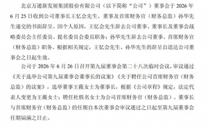 万通发展人事变动：80后王薇接任董事长 杜轶名出任首席财务官