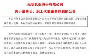 光明乳业董事长黄黎明辞职 业绩连降四年2025年现亏损困境