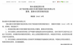 监管正式批复！袁欣获核准任衡水冀州丰源村镇银行董事及董事长职务
