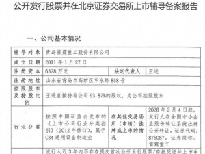 雷霆重工拟北交所上市，70后高中学历董事长王进手握超九成股权