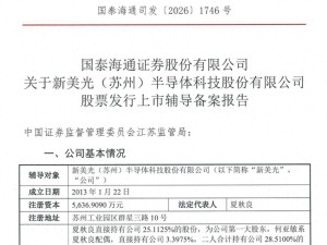 新美光启动IPO进程：董事长夏秋良与配偶何亚敏合计控股超四成